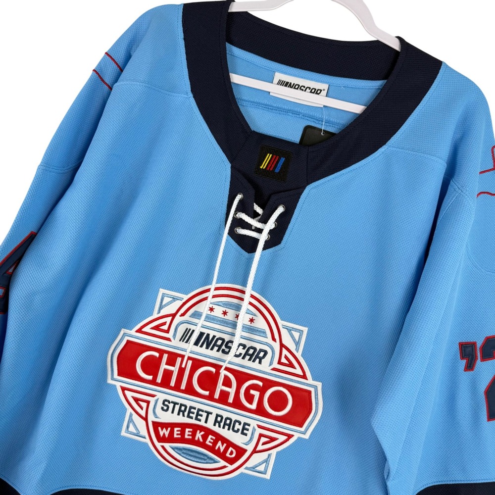 NASCAR 2024 Chicago Street Race Hockey Pullover Jersey Blue Mens Size XL ‎ NWT